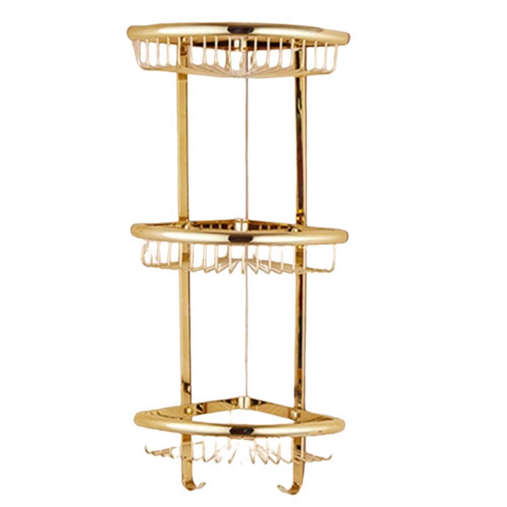 LRTYZBD Corner Shower Caddy Floating Shelves Bathroom Shelfs Crystal Brass Storage Rack Shampoo Holder Bathroom Accessories Wall Mounted