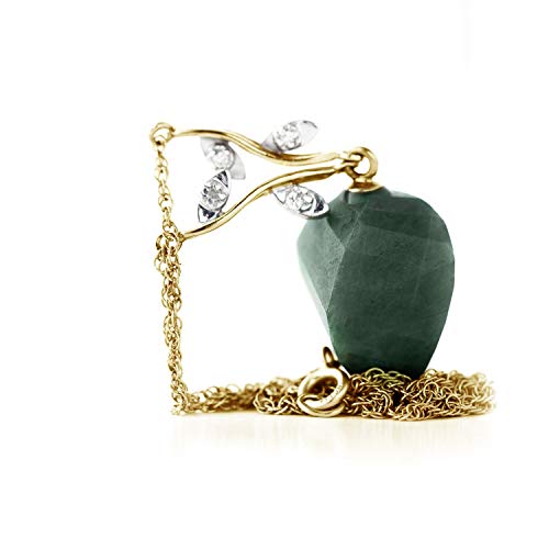 Galaxy Gold GG 14K Solid Gold Necklace with Natural Diamonds and Twisted Briolette Emerald3