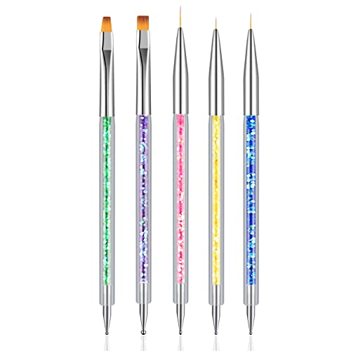 KroY PecoeD 5 Stück Nail Pinsel Set, Nail Art Design Stift Malwerkzeuge Nail Art Liner Pinsel, Nageldesign Pinsel Nail art Pinsel Set für den Salon zu Hause DIY Nagelwerkzeug Cover