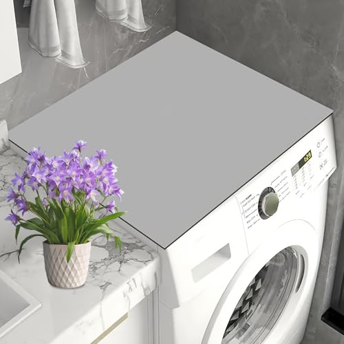 Housse de Machine à Laver 60 x 60 cm Universelle Antidérapant Tapis Dessus de Machine à Laver Tapis Anti Vibration Machine a Laver pour Machine à Laver,Sèche-Linge,Cuisines,Salles de Bains(Gris)