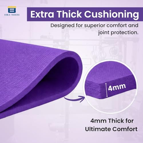 Image of Btag Premium TPE Yoga Mat for Women & Men | Anti-Slip Exercise & Gym Mat for Home Workouts | Lightweight & Durable | 4 mm (Purple)