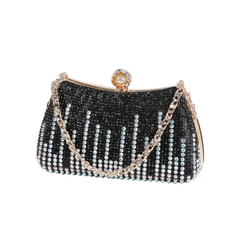Image of Dreubea Womens Fashion Rhinestone Evening Handbag with Chain Shiny Tote Clutch Bag