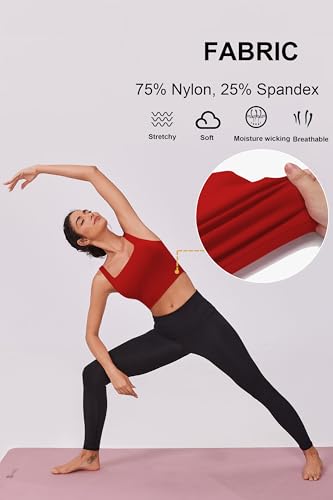 Image of PINSPARK Sports Bra for Women Square Neck Longline Tank Top with Built in Bra