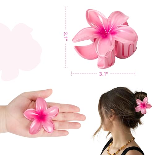 6 Pcs Flower Hair Claw Clips for Women Girls, Hawaiian Hibiscus Hair Clips, Cute Summer Beach Hair Accessories for Thick Thin Hair - Thumbnail 4