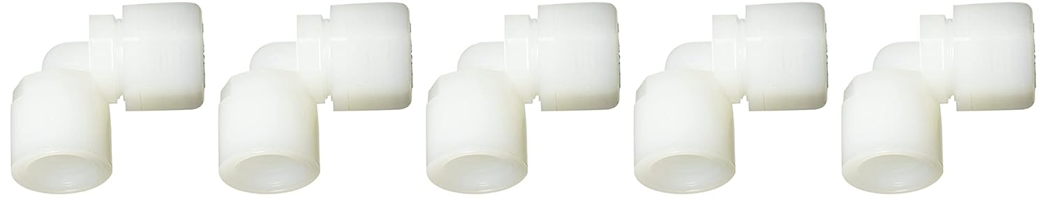 Parker Hannifin N4FE4-pk5 Elbow, 1/4" Nominal Tube OD x 1/4" Female NPTF, Nylon, White (Pack of 5)