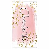 Artsadd Personalized Gold Pink Beach Towels for Girls Kids Custom Name Text Pool Bath Towel for Wome