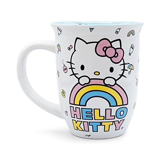 Silver Buffalo Sanrio Wide Rim Ceramic Coffee Mug Taza, Borde Ancho de Hello Kitty