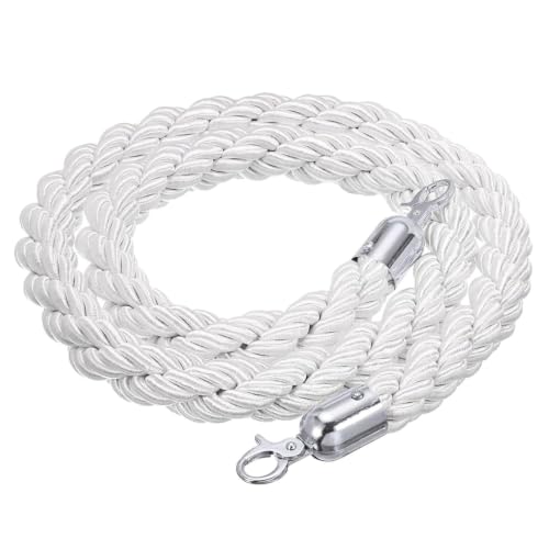 Corde de barrière torsadée 245cm avec crochets argentés de guidage
