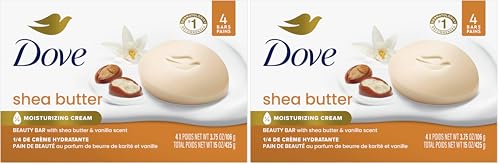 Image of Dove Beauty Bar Soap Shea Butter for Nourished,Radiant Skin,Enriches Skin 3.75 oz,(Pack of 8)