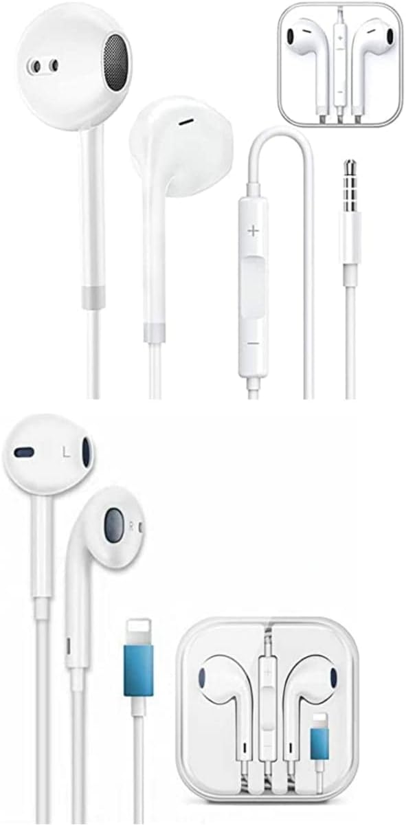 SORUNG Ajwaa Exclusive Deal 2in1BOX, Handsfree,Headphones, Earphones for All Android & iOS Devices 3.5 mm Jack and Lightning Headphone Wired AppleEar Stereo Headset Compatible with iOS System