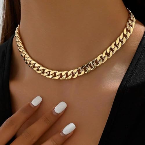 Chunky Gold Necklace for Women 18K Gold Plated Cuban Paperclip Choker Toggle Bar Clasp Necklaces Dainty Gold Chain Necklace Jewelry Gifts3