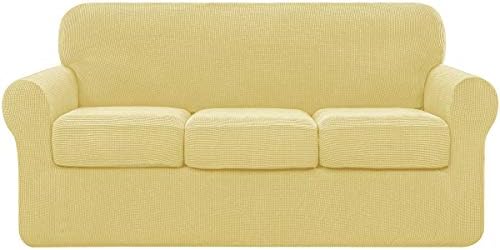 subrtex 3-Seater Sofa Cover with 3 Separate Cushion Covers, Stretch Sofa Slipcover Replacement Furniture Protector (Sofa, Teal)