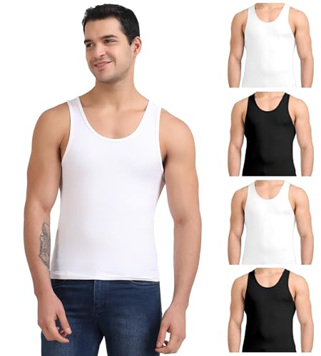 Image of Freecultr Men's Premium Cotton Vest | Lightweight Summer Innerwear Sando & Gym Baniyan | Ultra-Soft Breathable Undershirt -Pack of 5