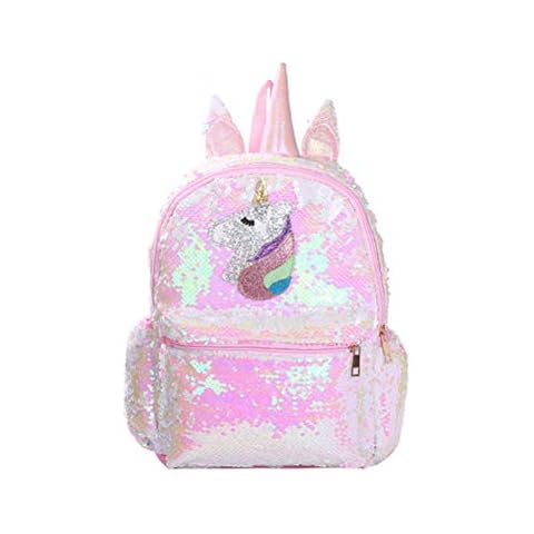 Lurrose Pink Shiny Unicorn Sequin Backpack Cover