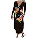 Hirolan Damen Langarmkleid Mit Reissverschluss LaternenäRmel Robe Bedecktes Kleid V-Ausschnitt Bedrucktes Abendkleid Herbstkleider Cocktailkleid Kleider Kurz Strand Kleidung Partykleider Temperament