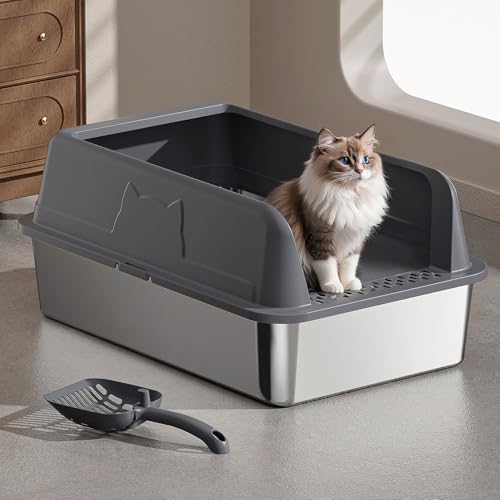 Caja sanitaria para gato acero inoxidable gris oscuro miniatura 2