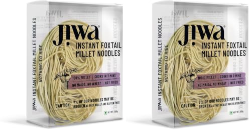 Image of Jiwa Instant Foxtail Millet Noodles | Hakka Noodles | Cooks in 7 minutes | Ready to Cook | 100% Millet | No Maida, No Atta | Not Fried | Gluten Free | 200 g (Pack of 2)
