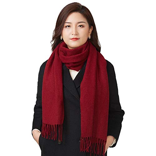 LaniLani 100% Merino Wool Scarf for Women and Men 78 x 16 the Perfect Warm and Soft Accessory for Winter (Maroon 1)
