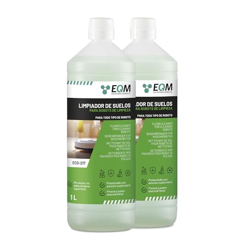 EQM - ECO-217 - Limpiador de Suelos para Robots de Limpieza - 2x1 L - Válido para Cualquier Superficie gracias a su pH Neutro - Agradable Aroma Floral