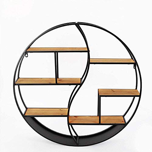 Etagère Ronde Etagère de Rangement en Métal Etagère Murale Support Rond Décoratif Vintage 59cm 80cm (80cm)-80cm Cover