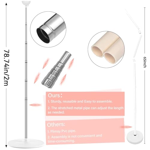 Image of 2 Sets Rose Gold Balloon Column Stand Kit with 100 Balloons Graduation Adjustable Tower Stand with Bases Floor Rose Gold Confetti Balloon Column Bridal Shower Bachelorette Birthday Wedding Party Decor