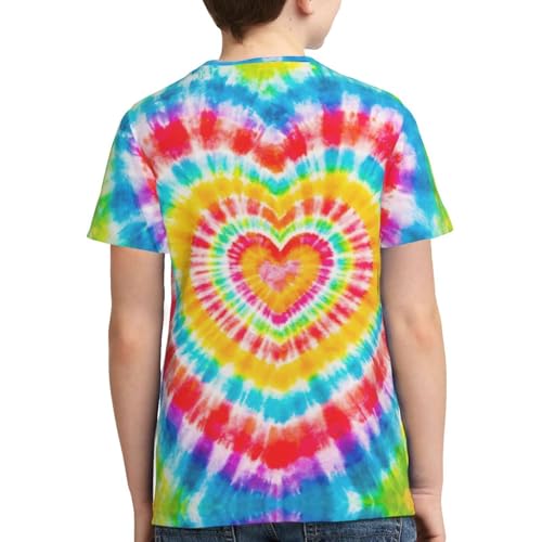 Image of Big Kids Tie Dye Shirt for Boys Girls Short Sleeve Hippie Tshirt Senior Tee