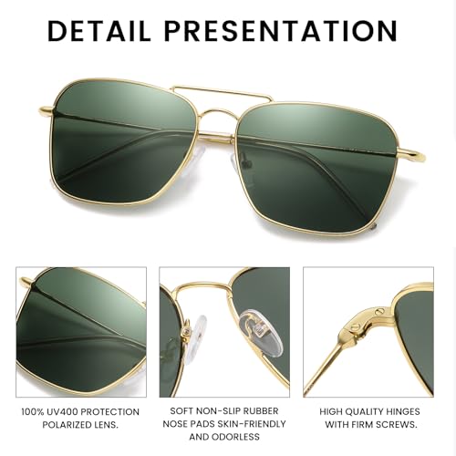 Image of DUCO Reverse Lenses Square Sunglasses for Men Women,Retro Polarized Sun Glasses Classic Shades Double Bridge DC3046