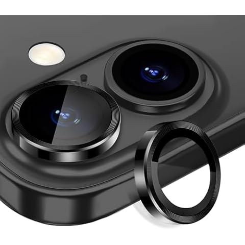 AFARER for iPhone 16/16 Plus Camera Lens Protector,[Anti-Scratch][Easy to Install] Metal Tempered Glass Ring Protectors for iPhone 16 Plus/iPhone 16-Black Titanium,1 Set Cover