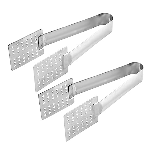 HEALLILY 2pcs Stainless Steel Tea Bag Tongs Sugar Serving Clamps for Kitchen Utensils Easy to Clean Tea Accessories for Hot Cold Beverages