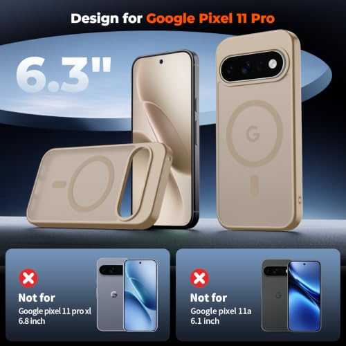 Image of SUPFINE Magnetic for Google Pixel 11 Pro Case - Pink Gold | With Screen Protector,Translucent Matte,Built-in Magnets,Military Grade Drop Protection,Shockproof Phone Cover