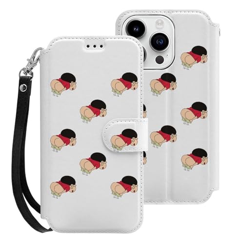 クレヨンしんちゃん iPhone15Pro用ケース 手帳型 スマホケース アイホン15Pro用 財布型カバー カードポケット スタンド機能 誕生日ギフト 人気 男女兼用