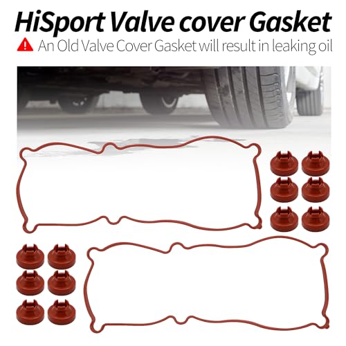 Image of HiSport VS50080R Valve Cover Gasket Seal for 3.3L 3.8L Engine | Compatible with Buick Chevry Oldsmobile Pontiac Allure Century Electra Lacrosse Lesabre Lucerne Park Avenue Regal 1988-2009