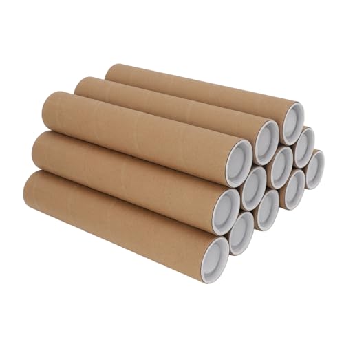 Aramox Kraft Paper Poster Tubes, 12 Pack with Plastic Lids for Mailing – vue 3