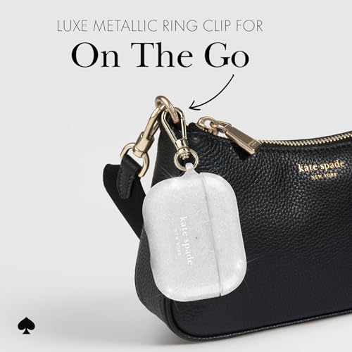 Image of kate spade new york AirPods Pro Protective Case with Keychain Ring -That Sparkle Silver, Compatible with AirPods Pro 2nd / 1st Generation