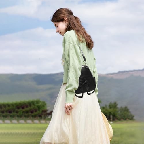 i ihayner girls mini backpack cute bowknot leather backpack for girls designer small shoulder bag fashion handbag for women pure black