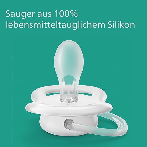 Philips AVENT ultra air Schnuller - 2er Pack, BPA-freier, atmungsaktiver Schnuller für Babys ab 18 Monaten, inklusive Transport- und Sterilisationsbox, Elefanten/Love (Modell SCF349/22)