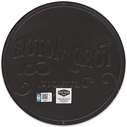 Image of Ford Motor Co. Round Embossed Metal Sign - Classic Ford Wall Art for Garage, Man Cave, or Shop