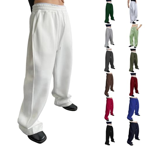 Mens Sweatpants Comfy Loose Straight Leg Pants Elastic Waist Drawstring Trousers with Pockets Lightweight Track Pants