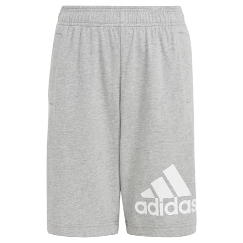 adidas Unisex Kids Essentials Big Logo Cotton Shorts, Medium Grey Heather/White, 13-14 Years