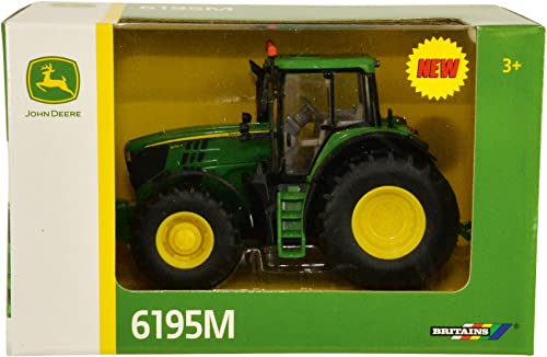 Britains Tomy Tracteur John Deere 6195 M pour Adultes 43150, Tracteur Agricole, Modèle à l'Echelle 1/32, Réplique Adaptée aux Enfants de 3 Ans+, Multicolore