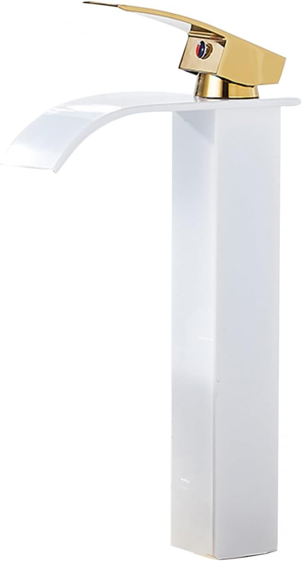 Robinet haut lavabo or et blanc au design moderne en laiton pour une salle de bain élégante