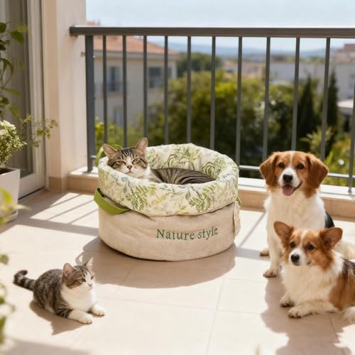 Cueva de gato térmica y lavable con asas de transporte para cachorros 3
