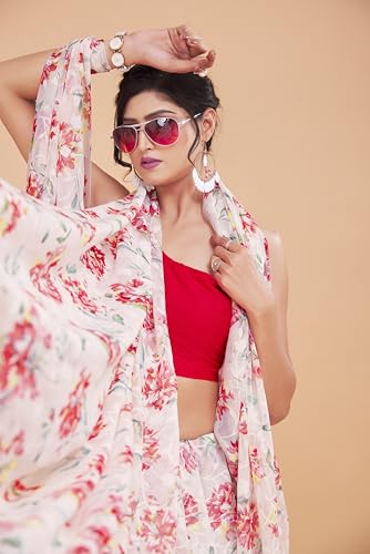 Image of Garden Vareli Summer Roganza Viscose Brasso Floral Print Christmas Special Saree
