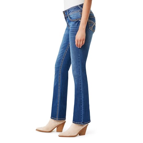 Image of WallFlower Luscious Curvy Bootcut Jeans for Women, Mid-Rise Insta Stretch Denim, Size-Inclusive Juniors Jeans