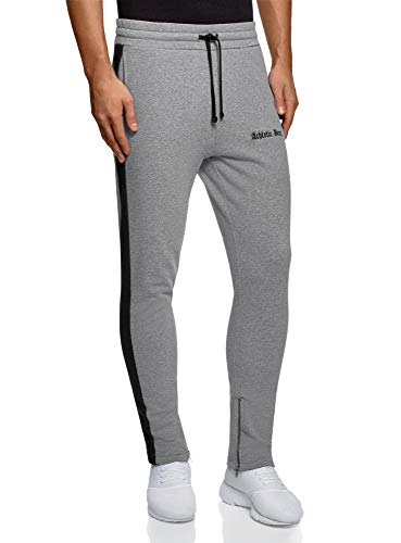 oodji Ultra Hombre Pantalones de Punto con Cordones, Gris, S
