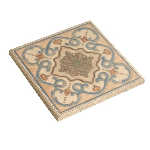 Blue Terracotta Medallion Porcelain Tile – 6x6 Decorative Mosaic Pattern