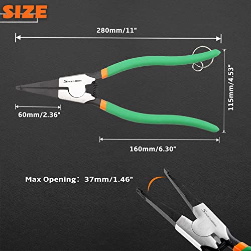 Image of SPEEDWOX Special Angle Tip Lock Ring Pliers 11-Inch Retaining Rings Pliers for Removing Installing Gearshift Locking Rings Spring Loaded Snap Ring Pliers for Removing Installing Locking Rings
