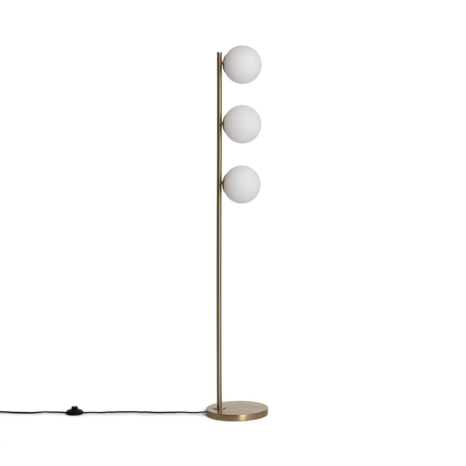 LEDKIA LIGHTING Lámpara de Pie Metal y Cristal Moonlight Brass 3 Focos Dorado E27