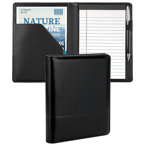 Image of Gorbado Padfolio /Portfolio Binder, Mini Padfolio Portfolio Binder 5 x 8 Legal Writing Pad, A5 Document Organizer Folder for Men Women, Black.