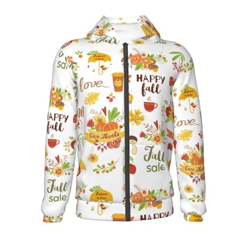 Hello Fall Autumn Is Here Kids Pullover Hoodies Boys Zip Up Sweatshirts Girls Athletic Clothes with Pocket2